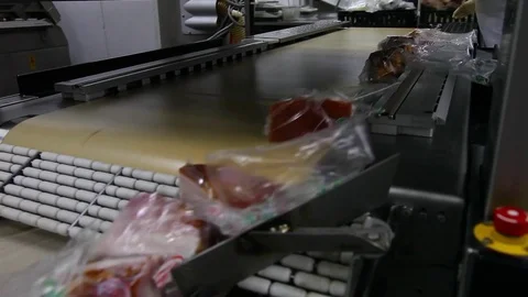 Vacuum packing of ham Stock Footage 81280684