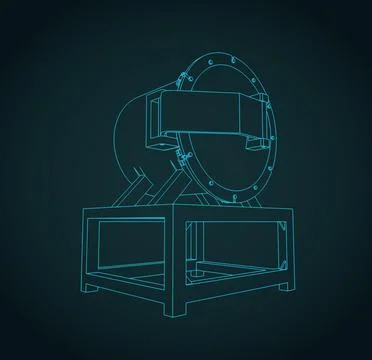 Vacuum quenching machine technical sketch Stock Illustration