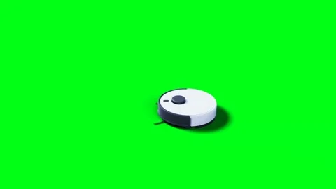 Vacuum Robot auto cleaning. Green screen isolate. 스톡 동영상 268147935