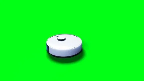 Vacuum Robot auto cleaning. Green screen isolate. 3d rendering. 스톡 일러스트