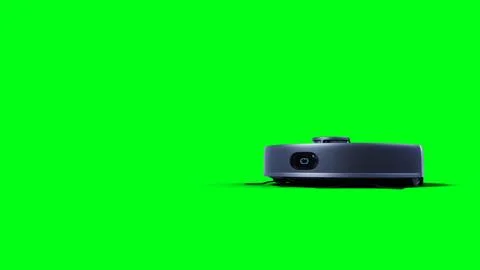 Vacuum Robot auto cleaning. Green screen isolate. 3d rendering. Stock Illustration