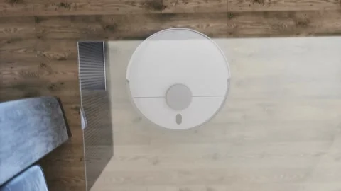 Vacuum Robot auto cleaning at home, floor. Realistic 4k animation. 스톡 동영상 268148316