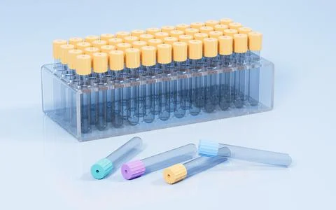 Vacuum sampling vessel in the lab, concept of the medicine, 3d rendering. Stock Illustration