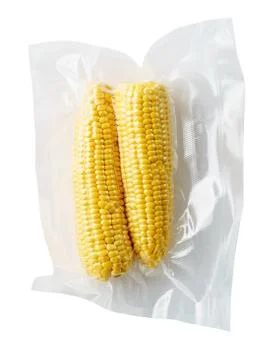 Vacuum sealed corncobs Stock Photos