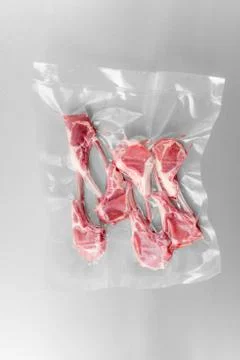 Vacuum sealed lamb chops Stock Photos