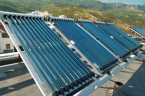 Vacuum solar water heating system Stock Photos