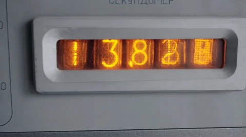The vacuum tube display on the device counts seconds. Close up. Stock Footage 69014395