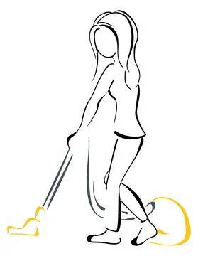 Vacuuming at house Stock Illustration