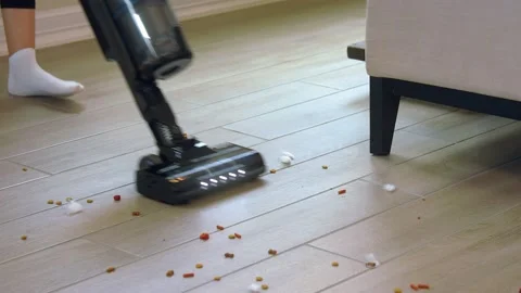 Vacuuming tiled floor close-up Stock Footage 224368190