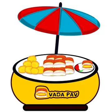 Vada Pav Stall vector with White Background Stock Illustration