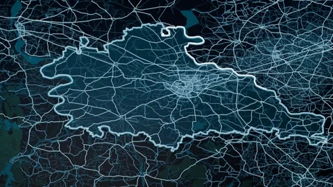 Vadodara India Glowing Digital Map Animation 4K Video stock 337683884