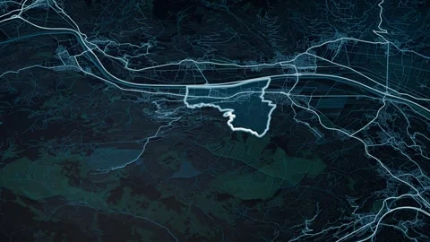Vaduz Liechtenstein Glowing Digital Map Animation 4K Video stock 338168222