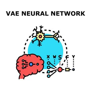 Vae neural network connecting artificial intelligence and brain Stock Illustration