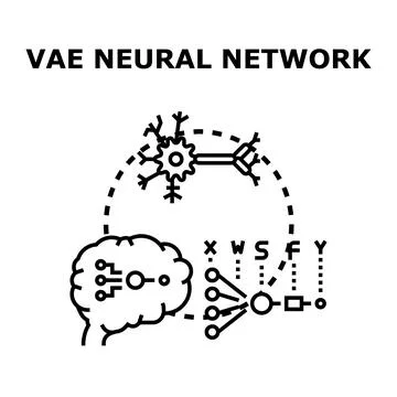 Vae neural network connecting artificial intelligence and brain Stock Illustration