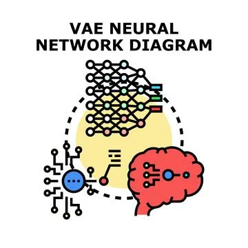Vae neural network diagram vector illustration Stock Illustration