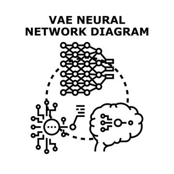 Vae neural network diagram vector illustration イラスト素材