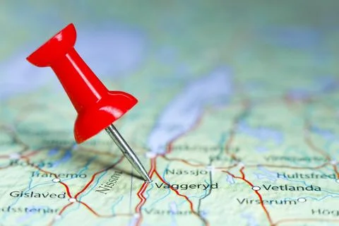 Vaggeryd, Sweden pin on map Stock Photos