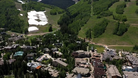 VAIL COLORADO TILT DOWN TO RIVER AND DOWNTOWN Video stock 111821112