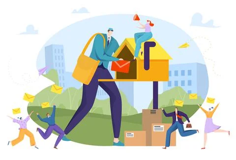 Vail marketing concept, e-mail delivery, digital message, internet business Stock Illustration