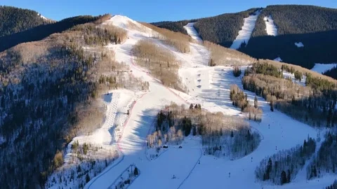 Vail Mountain Slopes 01 | Vail Colorado | Ski &amp; Snowboard | Winter Town | Drone Video stock 303243974