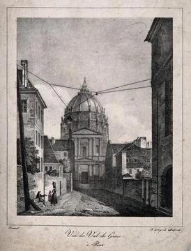 Val-de-Grce, Paris. Lithograph by Delpech after Arnout. Stock Illustration