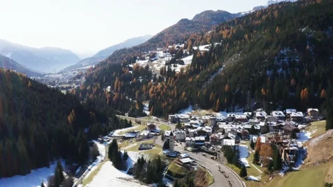 Val di Fassa from the drone Stock Footage