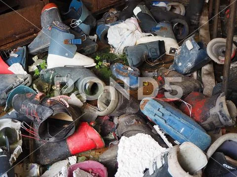 Valcanale, Italy. Abandoned ski service and rental sports equipment Stock Photos