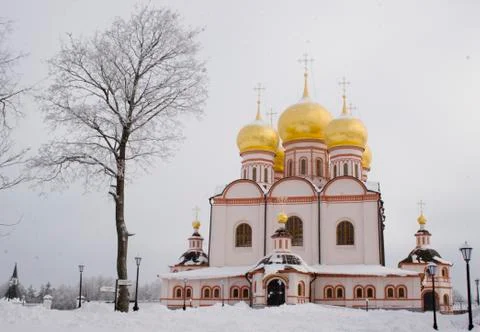 Valday monastery in winter Stock Photos