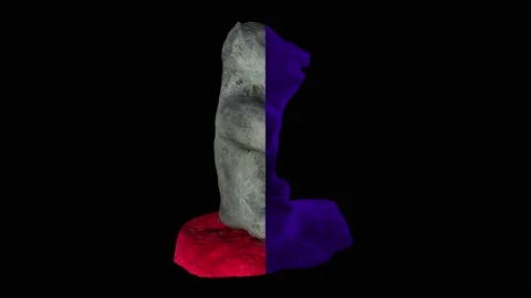 Valdivia sculpture 3d scan using photogrametry tehnique eroded for inventory and Stock Footage 150204522