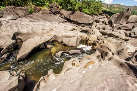 Vale da Lua Waterfall, Chapada dos Veadeiros 스톡 사진