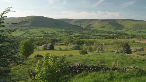 Vale of Edale during spring, Derbyshire, Peak District National Park, England Stock Footage 242621727