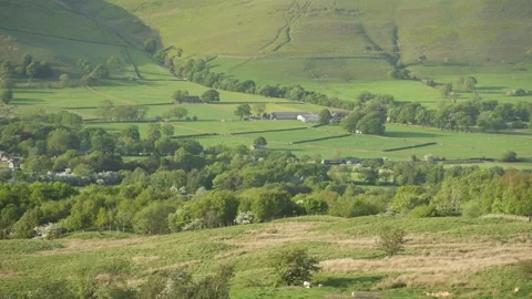 Vale of Edale during spring, Derbyshire, Peak District National Park, England Stock Footage 242622429