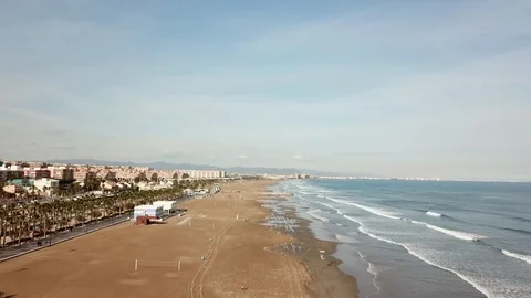 Valencia Beach Spain Drone Stock Footage 113613992