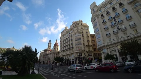 Valencia city traffic Stock Footage 79704583