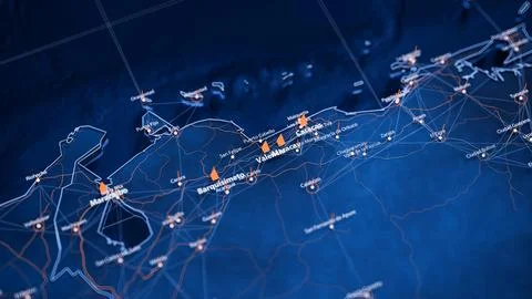 Valencia map big data visualization. Futuristic map infographic of city in Stock Illustration