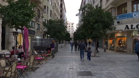 Valencia, perople walking in square Stock Footage 133353486