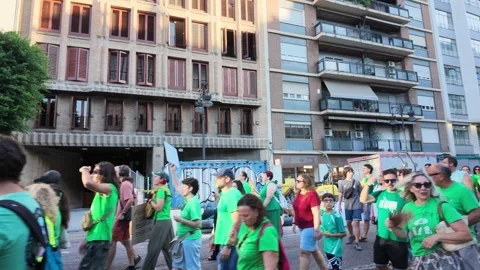 VALENCIA, SPAIN - 2026/09/12: Quiet side street during Valencia teachers march. Stock Footage 345450657