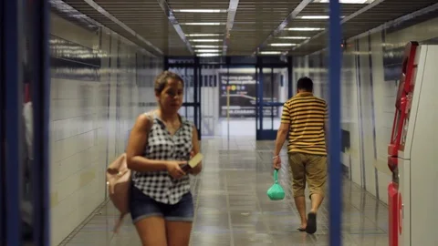 Valencia, Spain - August 7 2018: People going out of the metro station. Stock Footage 93518409