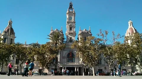 Valencia, Spain main square time lapse 스톡 동영상 43571085