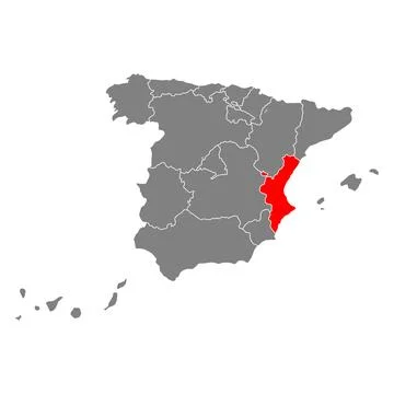 Valencia of Spain map symbol shape, travel web flat vector illustration Stock Illustration
