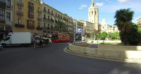 Valencia, Spain. Plaça de la Reina, Church of Santa Caterina. Video stock 165138090