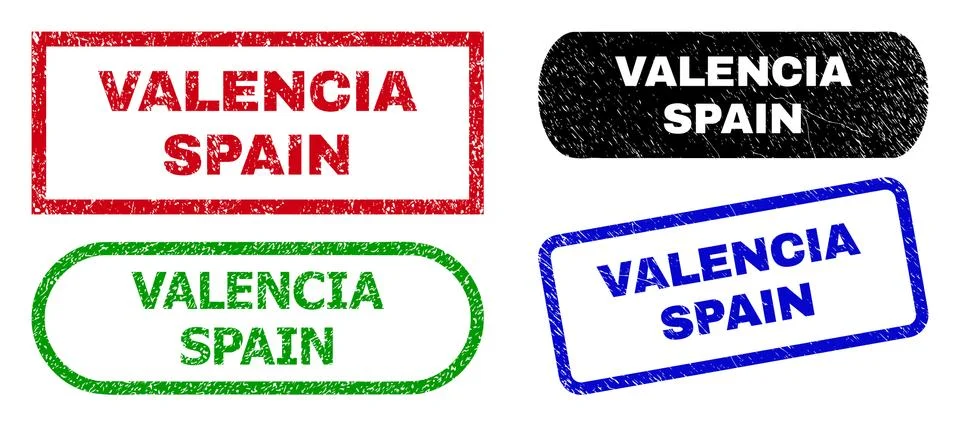 VALENCIA SPAIN Rectangle Watermarks Using Corroded Texture Stock Illustration