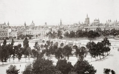 Valencia, Spain, seen here in the 19th century. From La Ilustracion Espanola Stock Photos