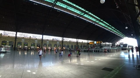 Valencia train station inside view 2 Stock Footage 79706391