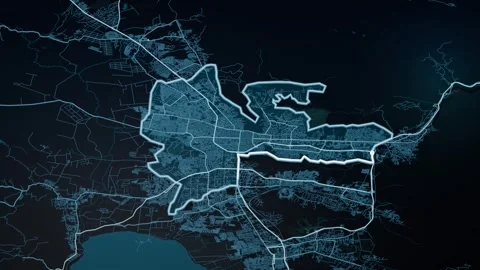 Valencia Venezuela Glowing Digital Map Animation 4K Stock Footage 337793086