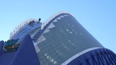 Valencia,  workers on the Ágora Stock Footage 132442429