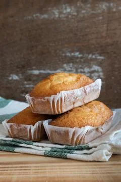 Valencian muffins on rustic background Stock Photos
