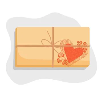 Valentin day gift box. Present. Boyfrends gift surprise. Top view. Stock Illustration