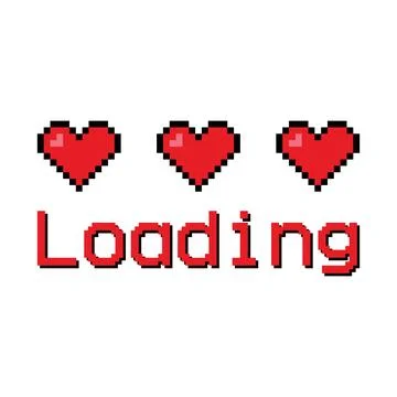 Valentin day loading sign with pixel hearts Stock Illustration