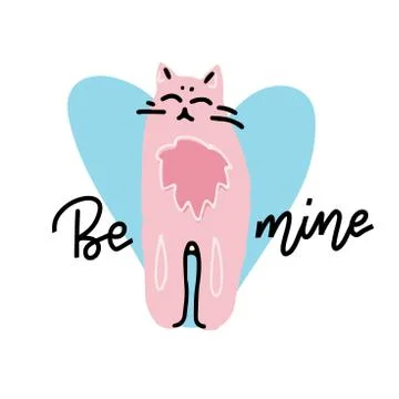 Valentin e card with lettering - Be mine. Vector illustration, print, backgro Illustrazione stock